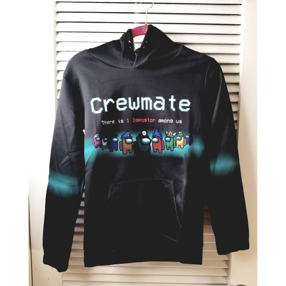 NEW black hoodie with graphic on front and back.  Size M.